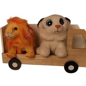 TY Beanie Baby Lot – Tundra White Tiger & Bushy Lion | Big Cats Plush Set